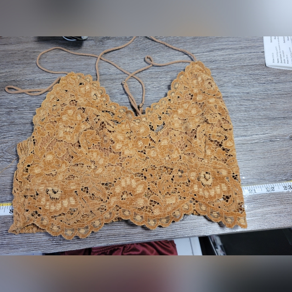 Free People One Beige Lace Halter Top Women's‎ Size Small